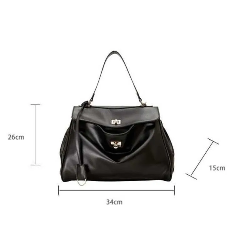 Pickle Green Sac à bandoulière polyvalent de grande capacité avec serrure simple et texture de haute qualité pour femme Ba241211_voghion.com