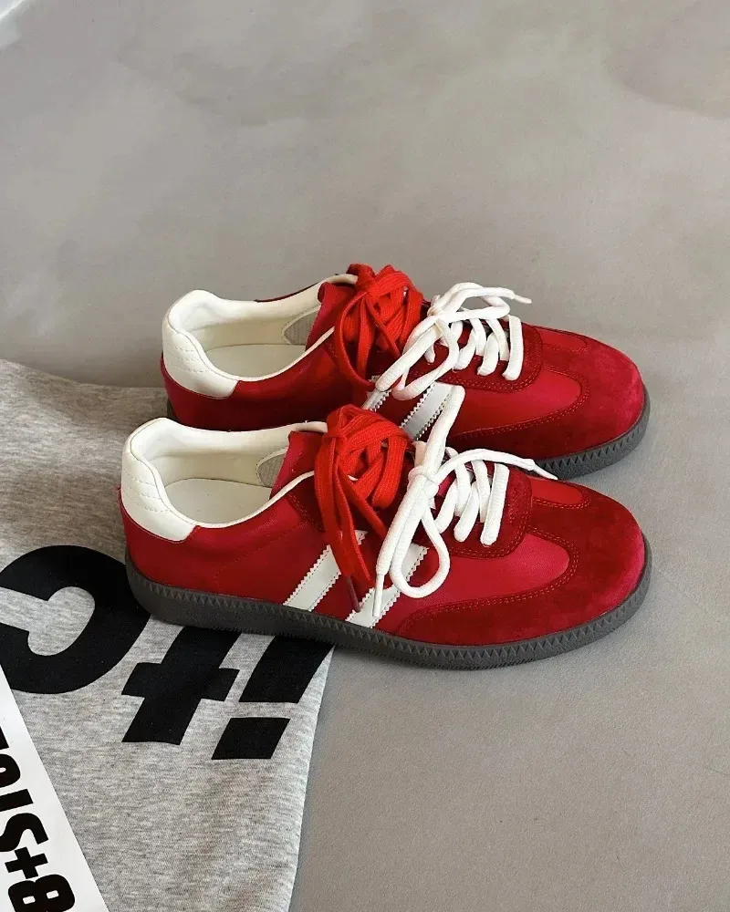 Baskets de tennis plates pour femmes, chaussures vulcanisées à lacets, couleurs mélangées, tendance, printemps-automne_voghion.com