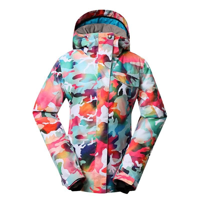 Women's ski windproof waterproof clip cotton warm outdoor camouflage plus size snow jacket_voghion.com