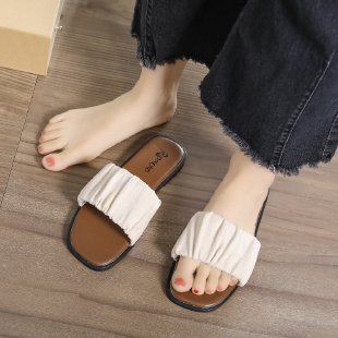 Papuci de plajă cu o singură linie, de la haute couture franceză, pentru femei, de vară, Ins 2024, noi sandale de plajă cu fund plat_voghion.com