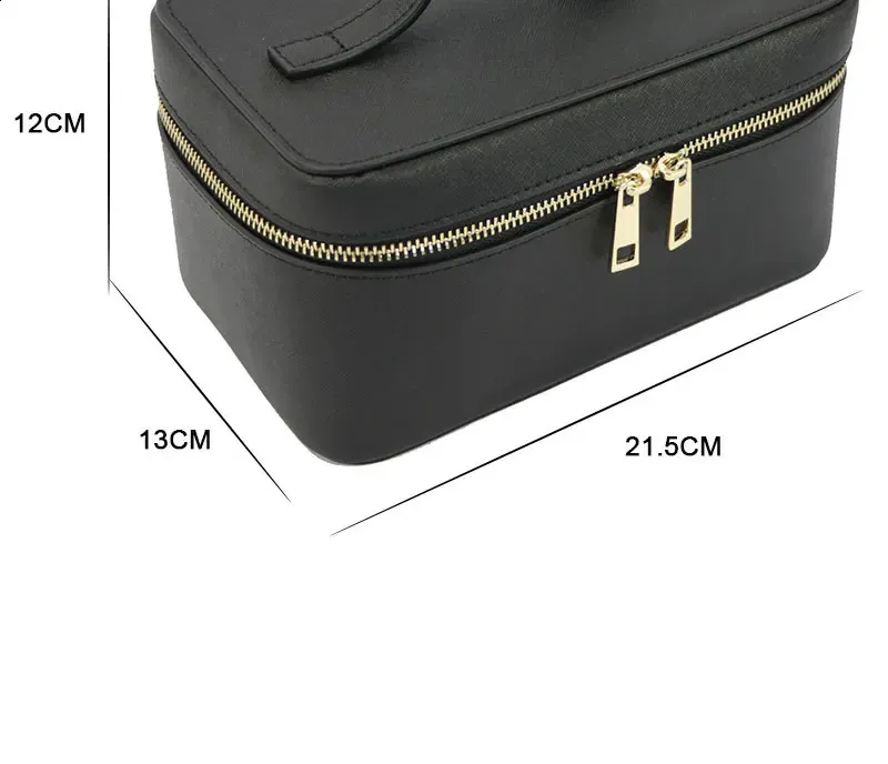 Ladies Saffiano Split Leather Travel Toiletry Case Portable Hanging Makeup Organizer Box Dopp Kit Cosmetic Bag For Women_voghion.com