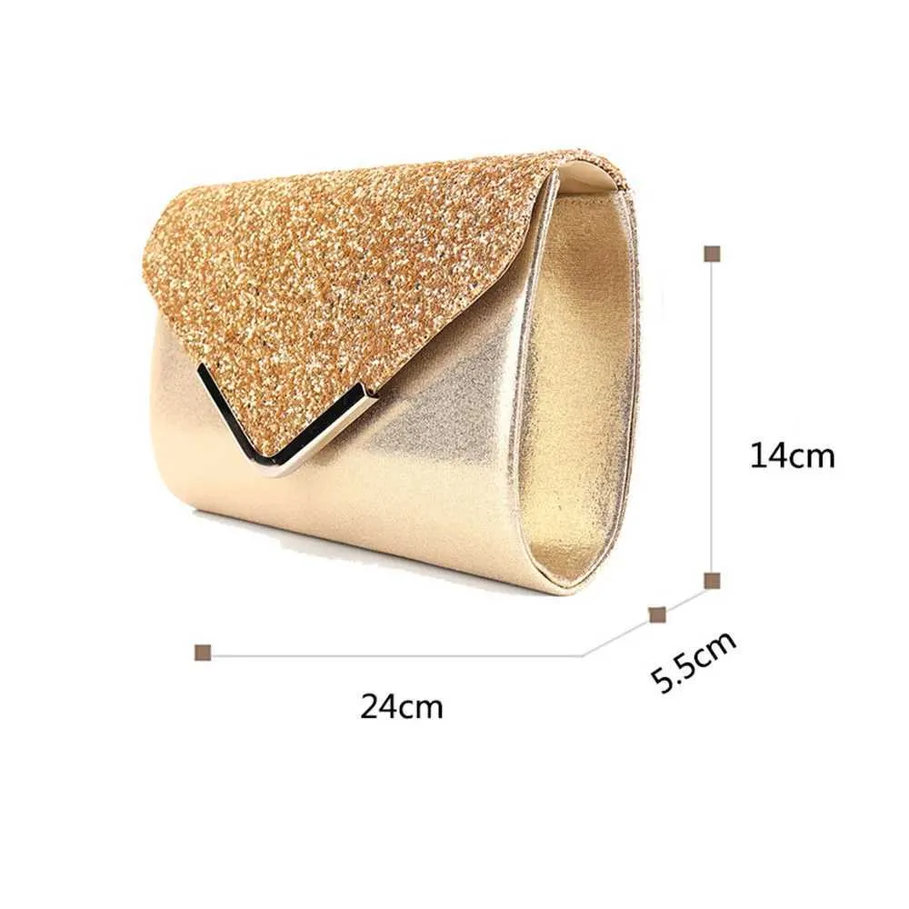 Womens envelope evening chain shoulder bag sparkg banquet ps wallet womens wedding party clutch mini handbag Y241019_voghion.com