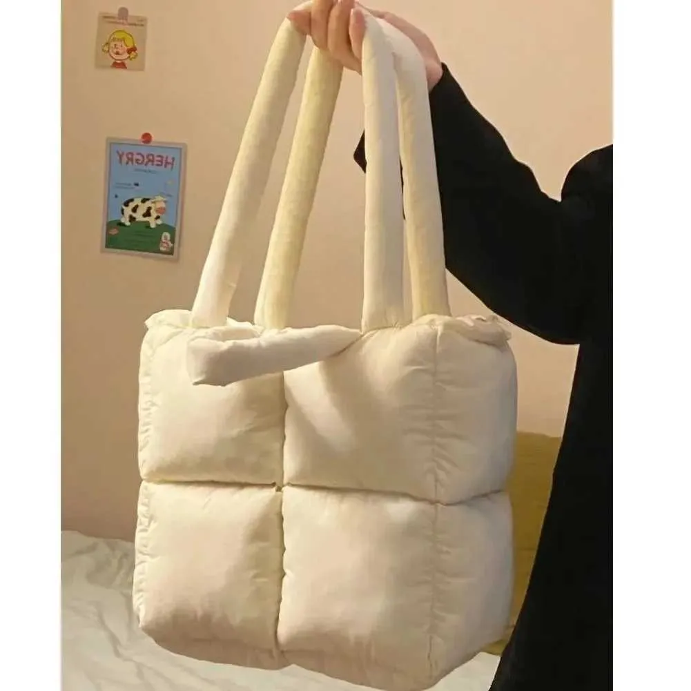 Borsa a tracolla imbottita da donna, in cotone trapuntato, imbottita in piuma, grande capacità, borsa a mano invernale per la spesa_voghion.com