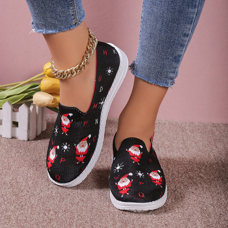 Loafer für Damen mit runder Spitze und Weihnachtsmotiv_voghion.com