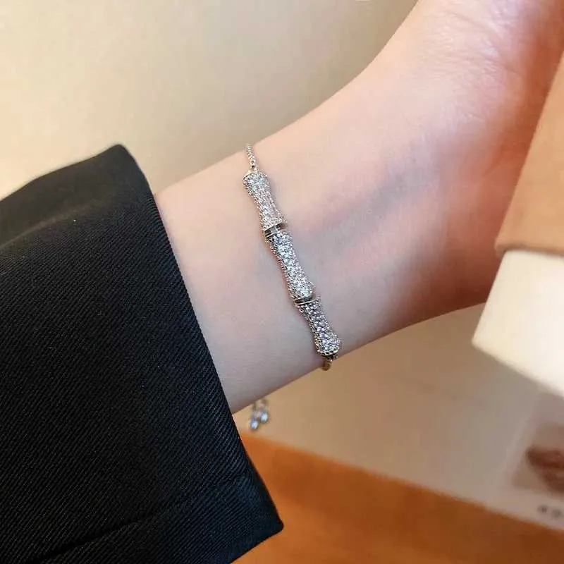 Rhinestone Crystal Bracelet Bamboo Joint Bangle For Wedding Jewelry_voghion.com