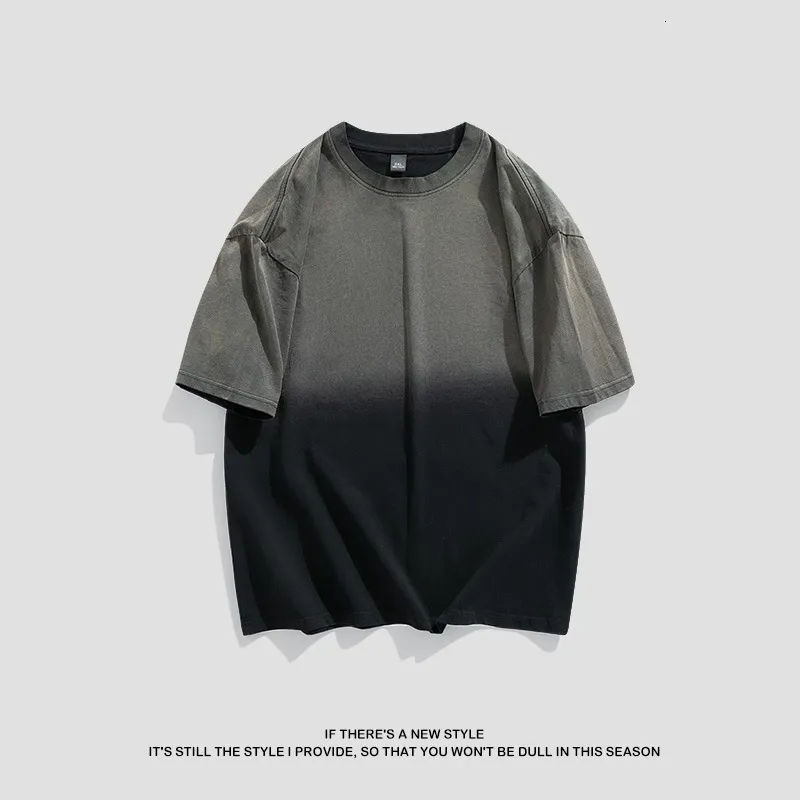 Sommer Herren Einfaches Casual Halbarm Großes Oberteil Farbverlauf Vorne Kurz Hinten Lang Rundhals Kurzarm T-Shirt Für Männer_voghion.com