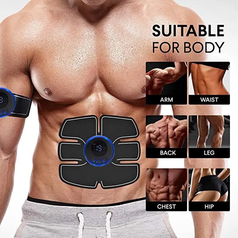 Adhesivo para abdominales Ems de Beauty Care Shop, estimulador muscular eléctrico, USB ASTE, masajeador corporal para bajar de peso, inalámbrico, LCD_voghion.com