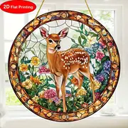 8" Sika Deer Suncatcher - 2D Acrylic Stained Decor. Perfect For Window/living Room/spiritual Spaces. Ideal Nature-themed Gift For Birthdays._voghion.com