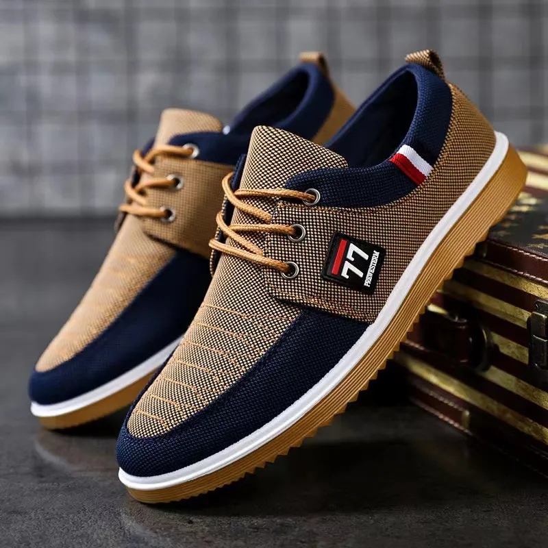 Canvas Casual Shoes For Men Trainers Patchwork Outdoor Flat Sneakers_voghion.com
