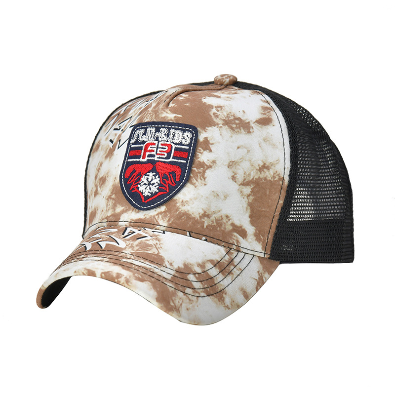 Casquette de Baseball avec lettres autocollantes pour hommes et femmes, casquette de langue de canard graffiti, chapeau en filet pare-soleil respirant pour l'extérieur_voghion.com