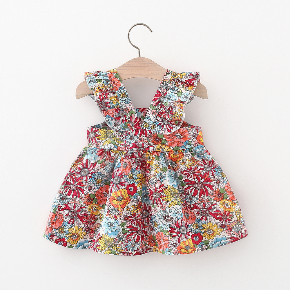 Fashion Girl Clothing Cotton Summer Flower Dress With Bag For Birthday Clothes_voghion.com