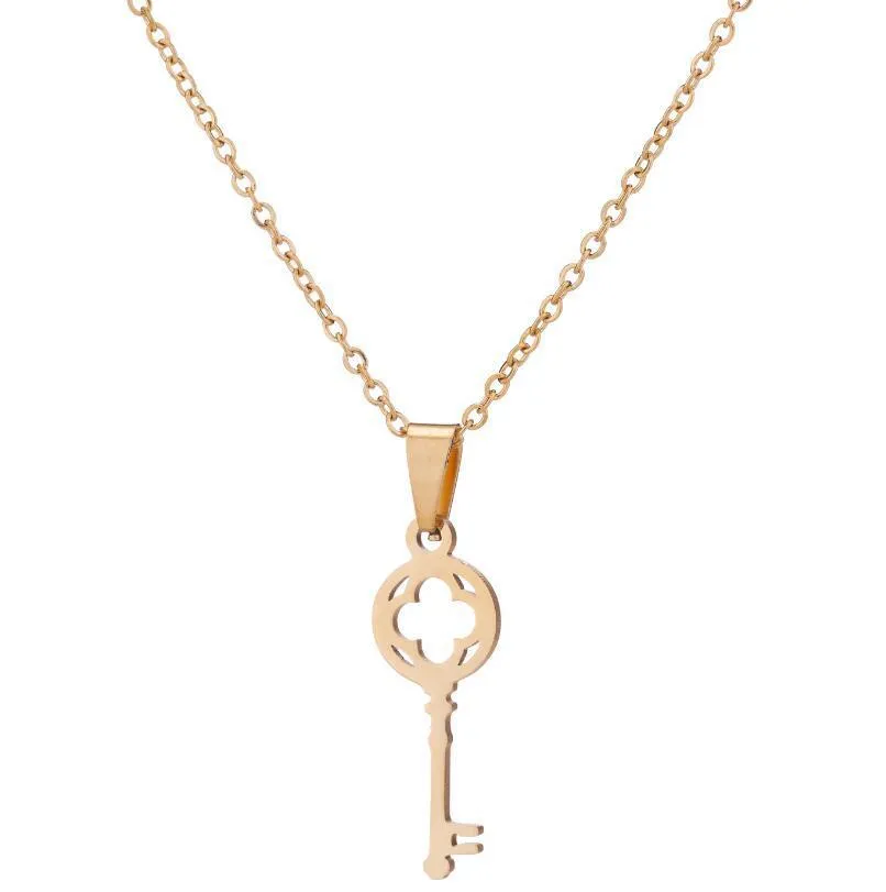 Edelstahl Halskette Für Frauen Liebhaber Blume Mode Schlüssel Anhänger Schlüsselbein Choker Halsketten Valentinstag Geschenk_voghion.com