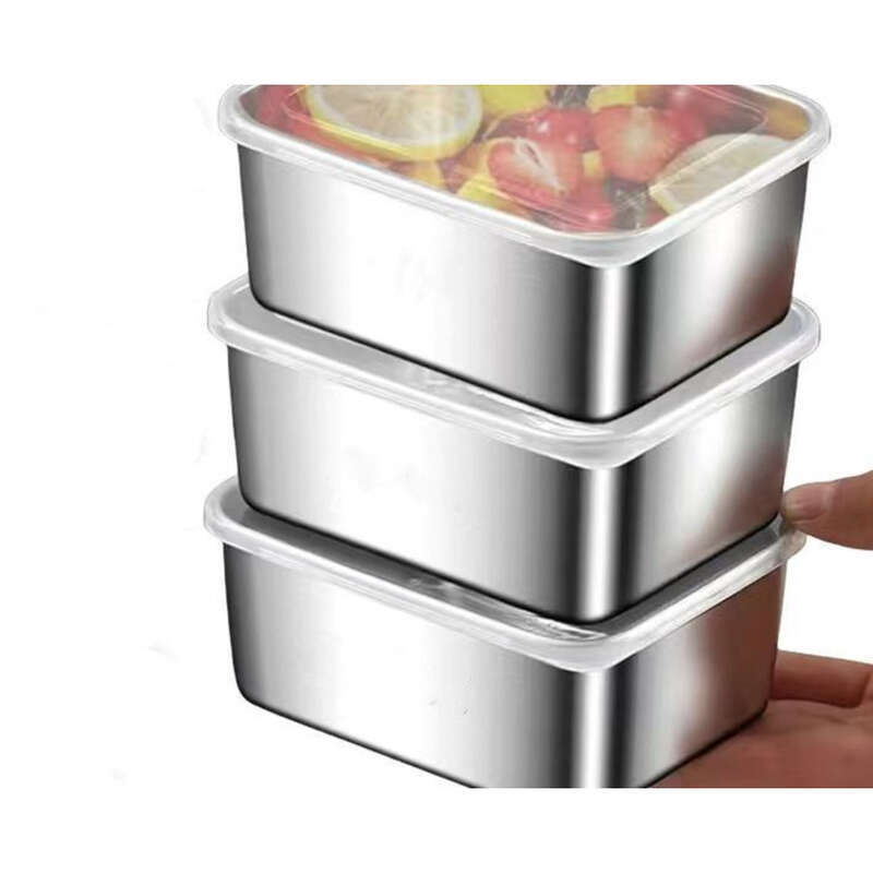 【/Cover Included 】 316 Stainless Steel Fresh-keeping Picnic Rectangular Multi-purpose Box, Refrigerator Storage Box_voghion.com
