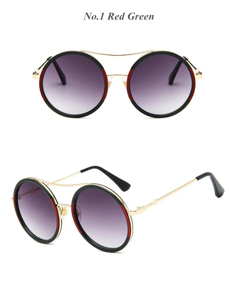 All'ingrosso-REALSTAR Brand Bee Occhiali da sole Donna Round Designer Rosso Verde Occhiali a specchio Donna 2018 Moda Retro Shades_voghion.com