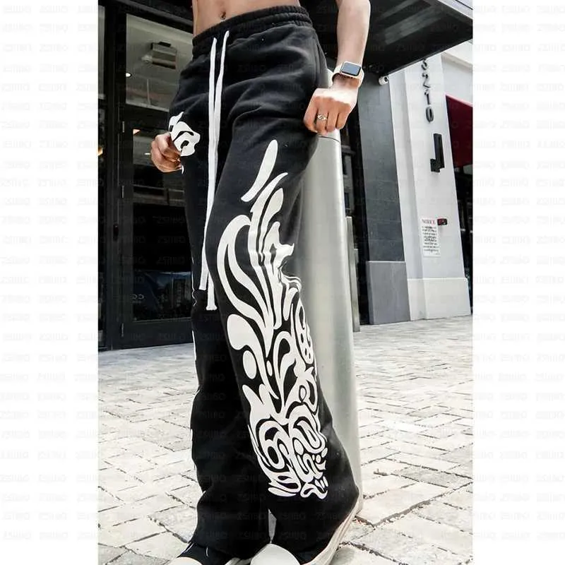 Kadın Y2k Amerikan Renkli Moda Geniş Paça Pantolon Eşofman Altı Kpop Baskılı Pantolon Erkek Retro Rahat Büyük Boy_voghion.com