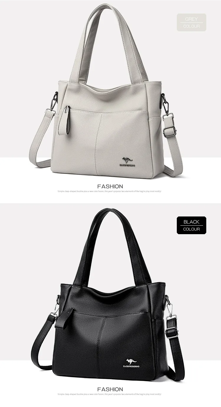 Hochwertige weiche Leder-Schulter-Umhängetaschen für Frauen mit großer Kapazität Tasche Marke Designer Casual Handtasche Sac A Main_voghion.com