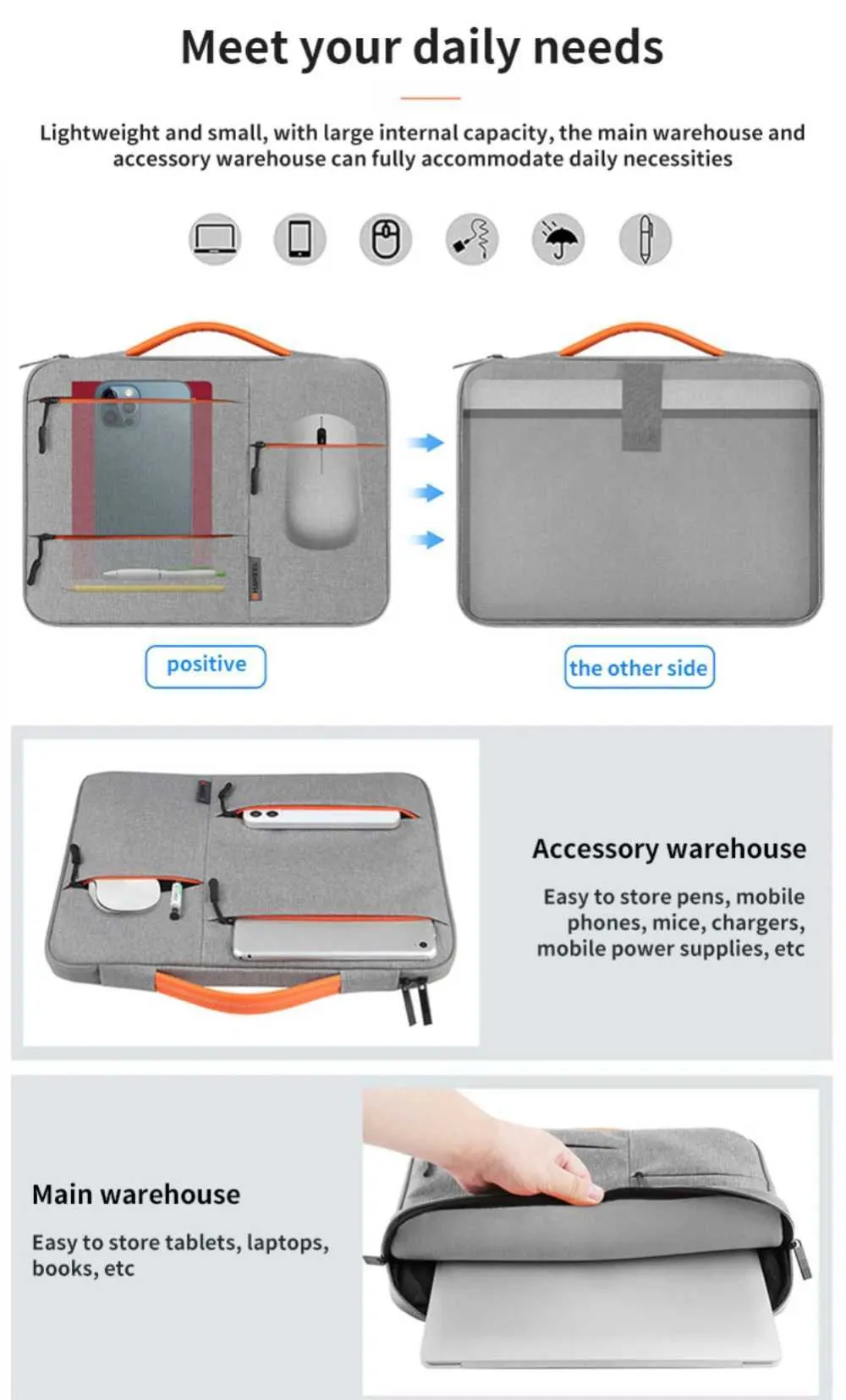 Tacco 13/14/15 POLLICI Custodia per computer portatile Borsa a tracolla Borsa per computer portatile Borsa per libro Air Pro 13 15C241101_voghion.com
