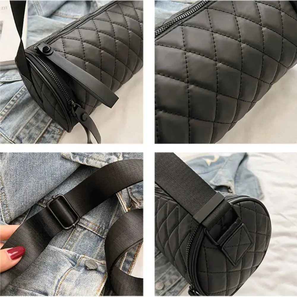 Borsa a secchiello stile coreano con tracolla singola, stile casual, in stile Cyder Oxford con cerniera e cuscino, per ragazze C241214_voghion.com