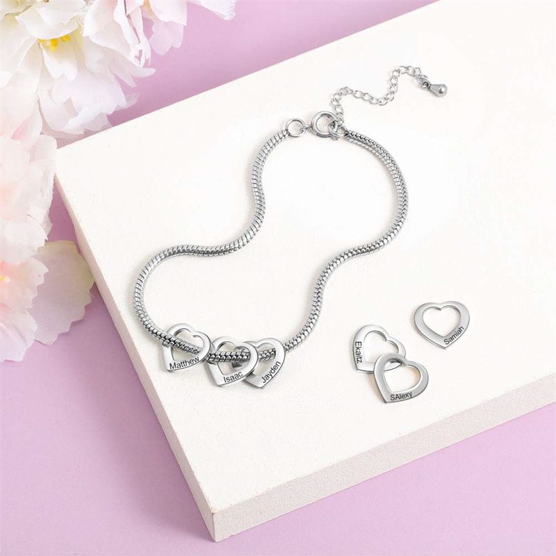Personalisiertes verstellbares Armband aus Edelstahl in Herzform mit Liebe zum Selbermachen, Name, Fußkettchen, Damenschmuck_voghion.com
