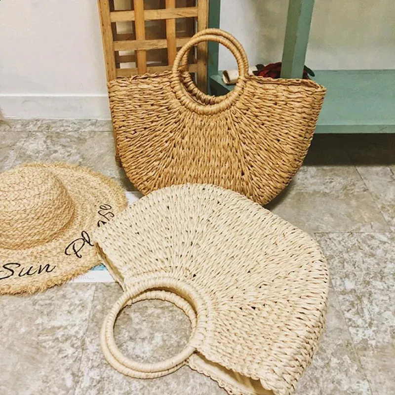 Ydlns Fashion MOON Straw Handbags Summer Beach Rattan Bag Handmade Vintage Woven Handbag For Women bolsa femme 240809_voghion.com