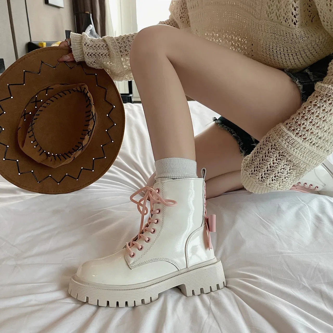Platforms Boots Womens Cheap Female Boot Winter Booty Woman Trend Military Tacticals Western Platform New Shoes 240620_voghion.com