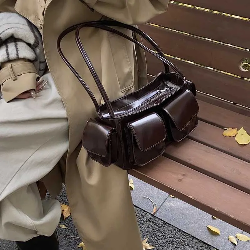 LEFTSIDE Petit sac à bandoulière en cuir PU à double poche pour sous-vêtements 2024 Y2K Nouveau sac à main et portefeuille pour femme Y241216_voghion.com