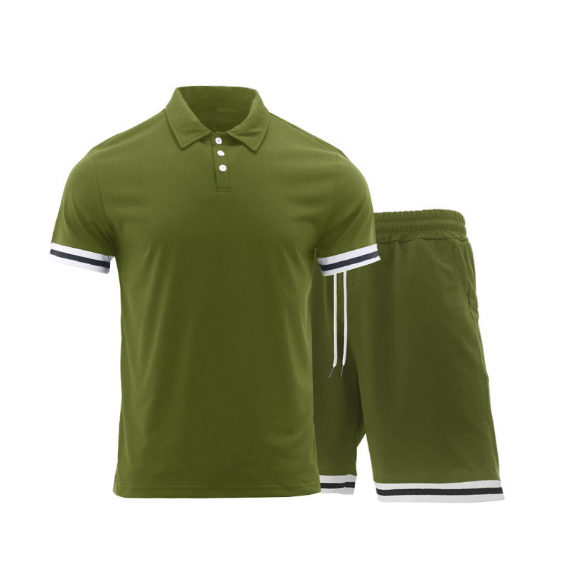 Herrenbekleidung Sommer Revers Kurzarm Shorts Zweiteiliger Sportanzug für Herren_voghion.com