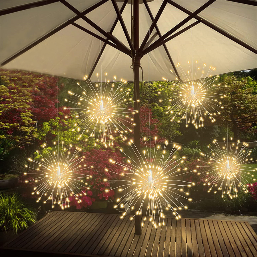 Lot de 5 guirlandes lumineuses à 600 LED avec fil de cuivre et 8 modes pour feux d'artifice de Noël_voghion.com