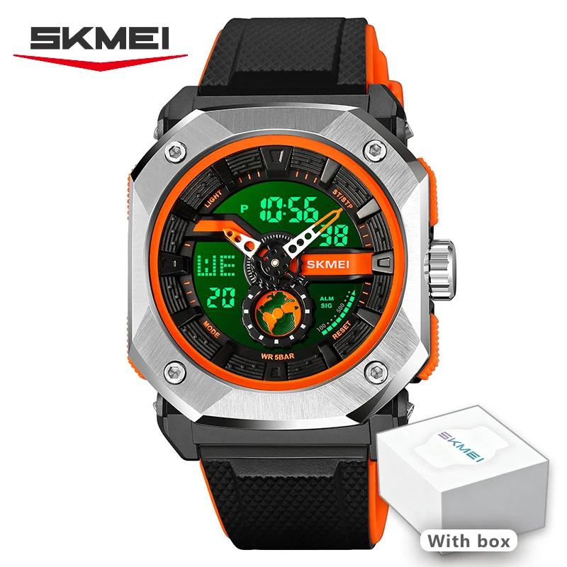 Men's Digital Sports Watch With Octagonal Case And Led Light_voghion.com