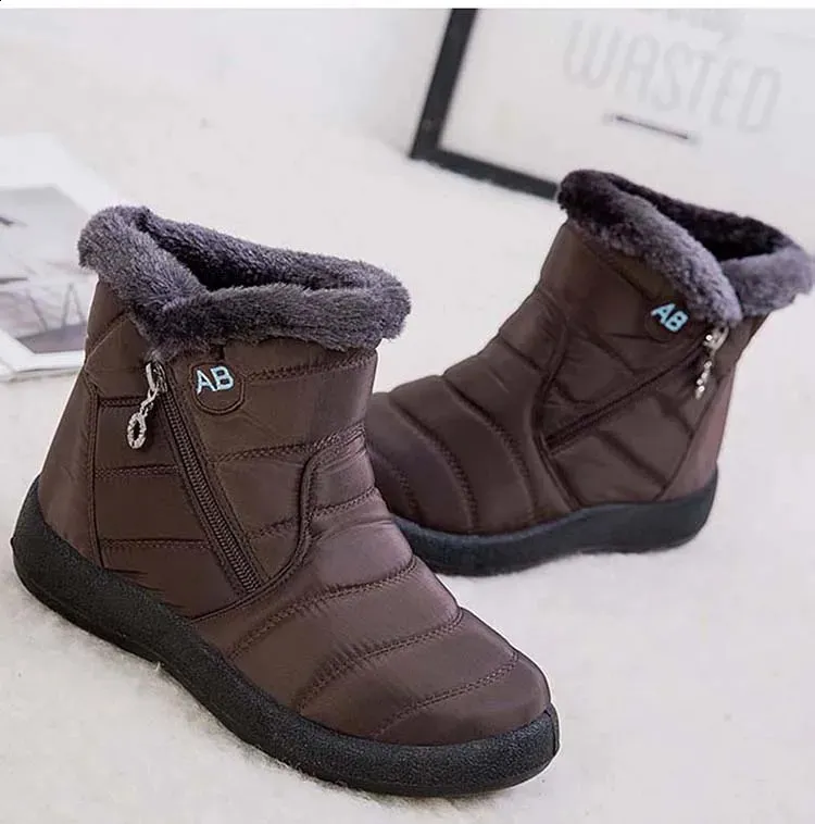 Wasserdichte Damen Schneestiefel Mit Fellfutter Und Reißverschluss_voghion.com