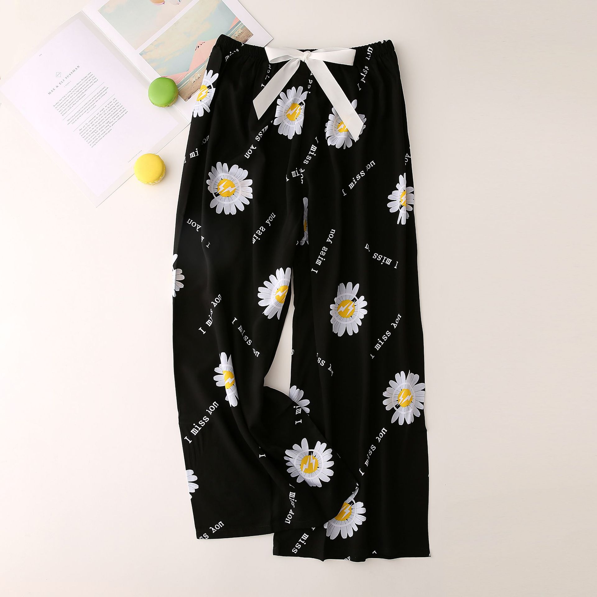 Nachtwäsche für Damen Seidenpyjamahosen für Damen, dünn, große Hosen mit weitem Bein, können draußen getragen werden, Damen-Einzelhosen_voghion.com