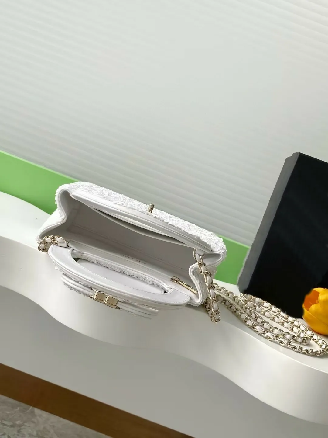 Elegant Pure White Sequin Evening With Calf Leather Lining And Sier Hardware, Designer Shoulder Bag For Women_voghion.com