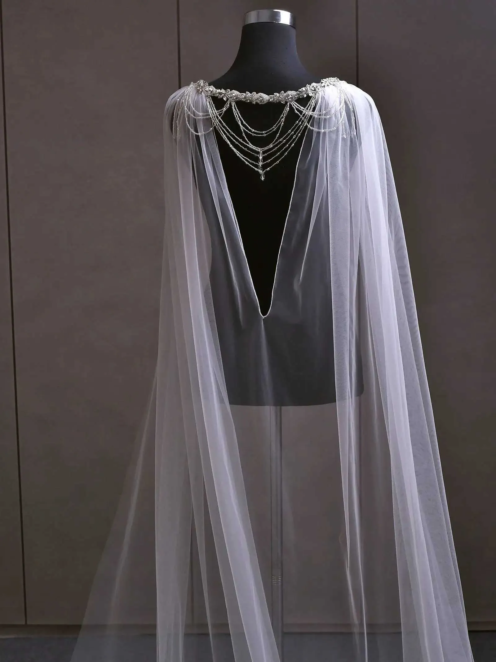 Hair Jewelry Womens VG83 Long Cathedral Bridal Cloak Capes Veil Wedding Accessories for Bride Bolero Shawl Soft Evening_ipsvogv.com