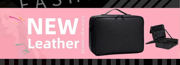 Trousse de maquillage en cuir PU pour femme, trousse de voyage multifonctionnelle et portable pour ranger le maquillage 241220_voghion.com