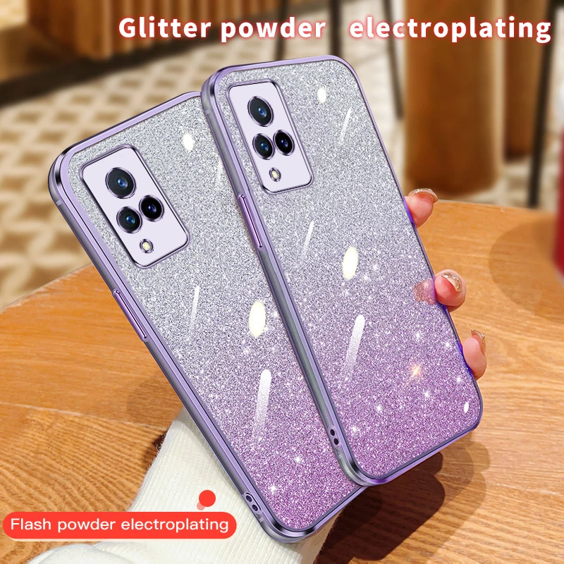 Electroplated Shiny Gradient Glitter Plating Case For vivo V20 V21 V21E V23 V23E V25E V27E V29E Y20 Y30 Y21Coque Soft_voghion.com