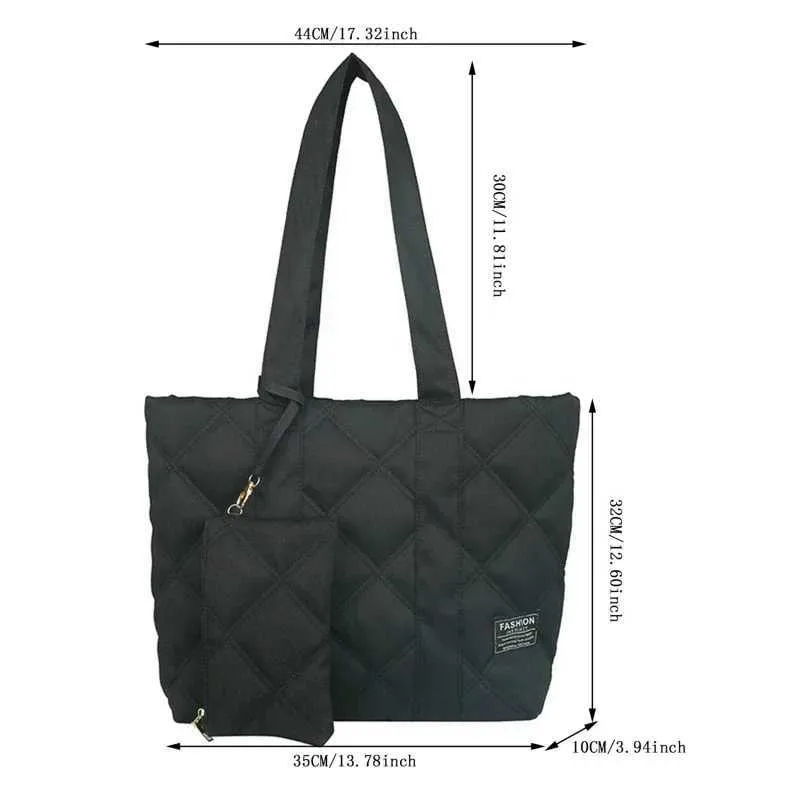 Borsa da donna autunno inverno moda spazio cotone tuta borsa a tracolla grande capacità tinta unita tutto-fiammifero shopping_voghion.com