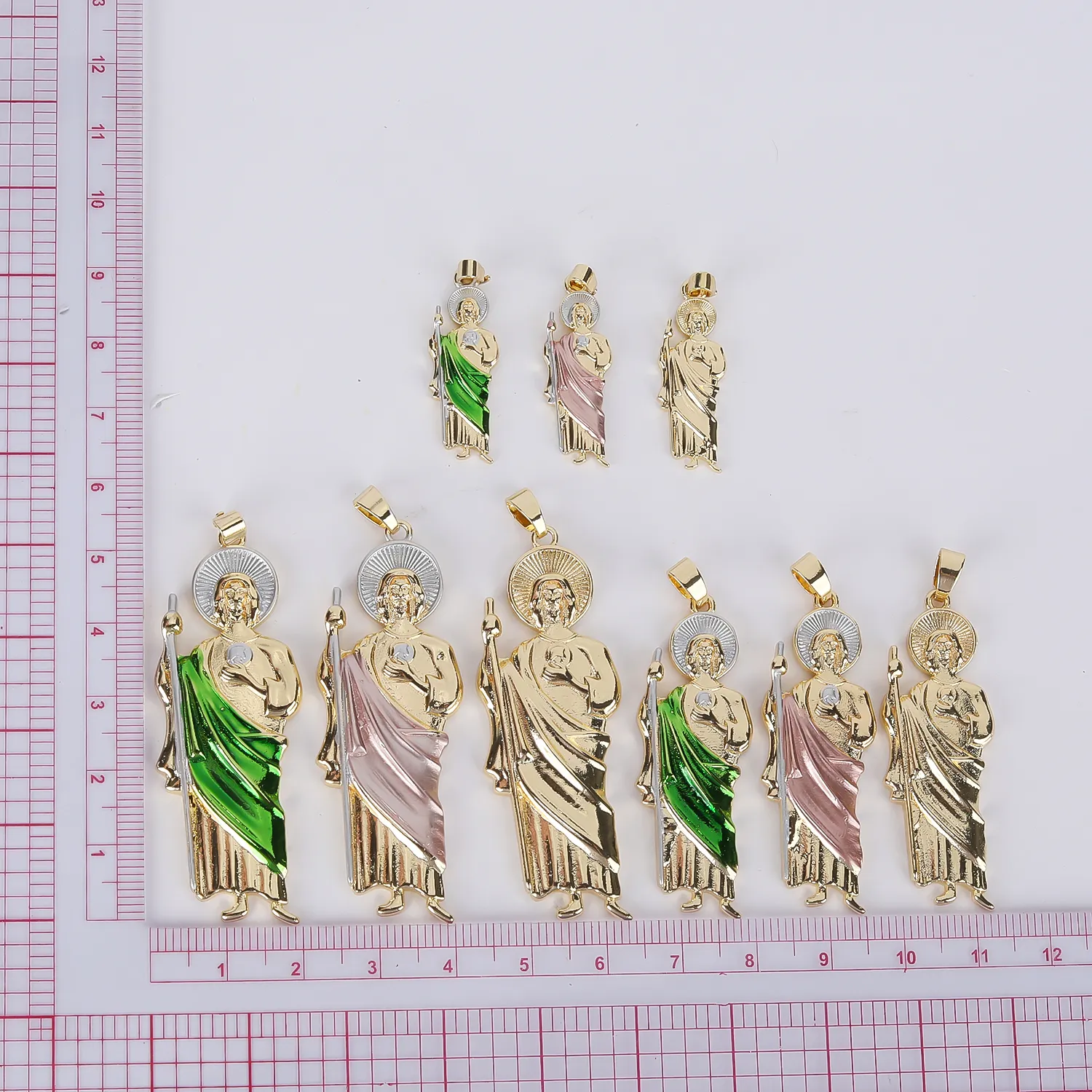 Collane con ciondolo verde rosa oro colore collana San Judas Tadeo 3 misure per uomo donna regali gioielli religiosi_voghion.com