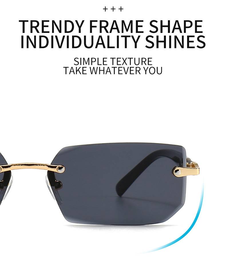 TGOGO Randlose Sonnenbrille Rechteck Mode Beliebte Frauen Männer Shades Kleine Quadratische Sonnenbrille Für Weiblich Männlich Sommer Reisen Oculos_voghion.com