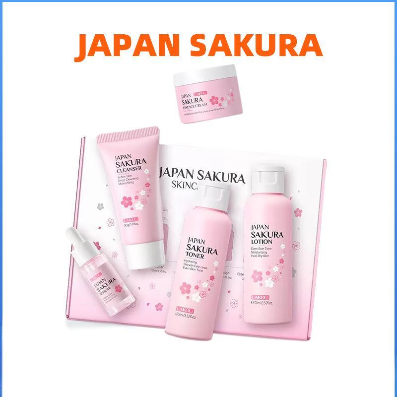 Day Creams & Moisturizers Japan Sakura Moisturizing Nourishing Anti Aging Brightening Skin Color Cherry Blossom Skin Care Five Piece Set_voghion.com