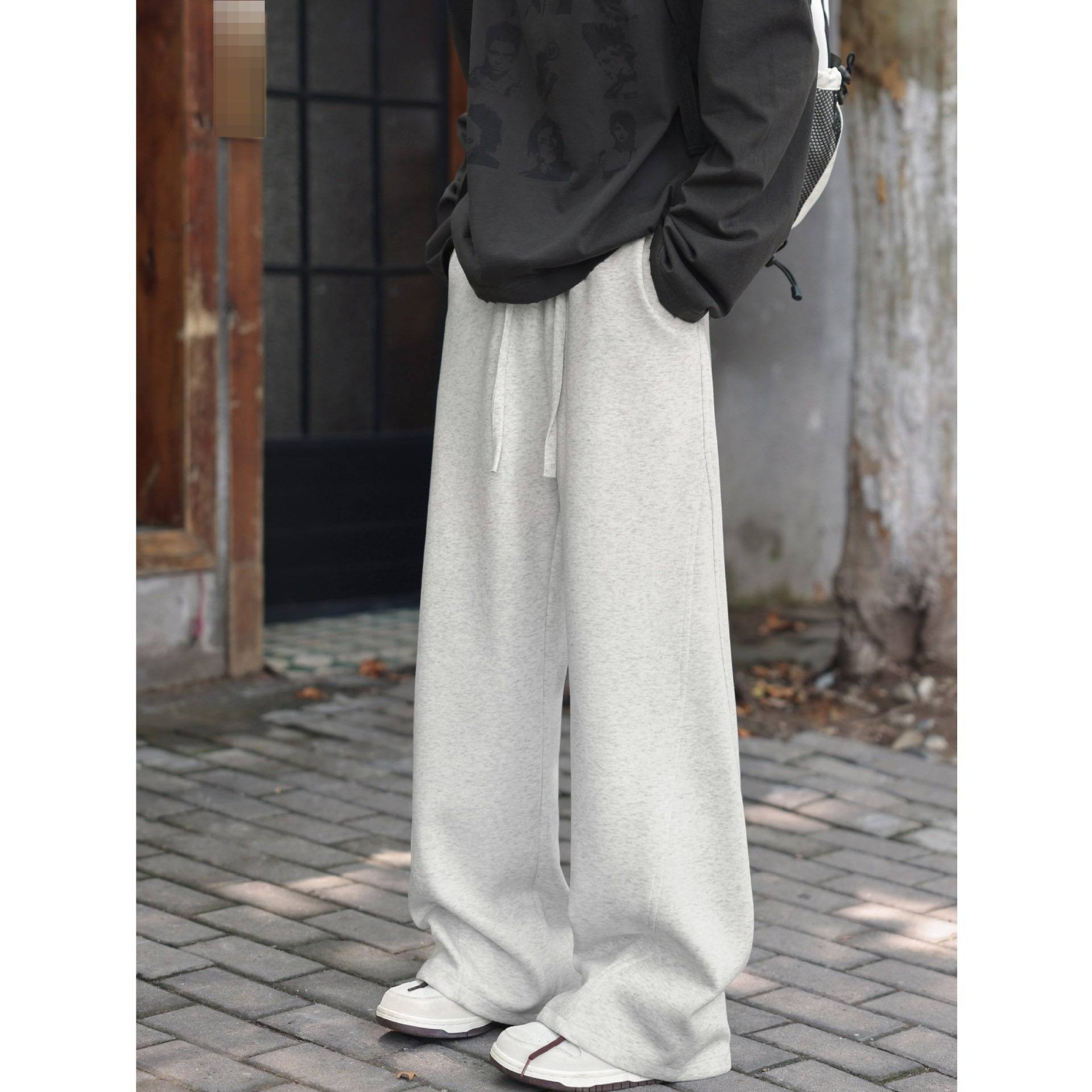 Men's Casual Drop-Crotch Sweatpants - Lightweight Cotton Blend Joggers With Side Pockets, Elastic Waist & Tapered Cuff For Streetwear & Lounge Wear_voghion.com