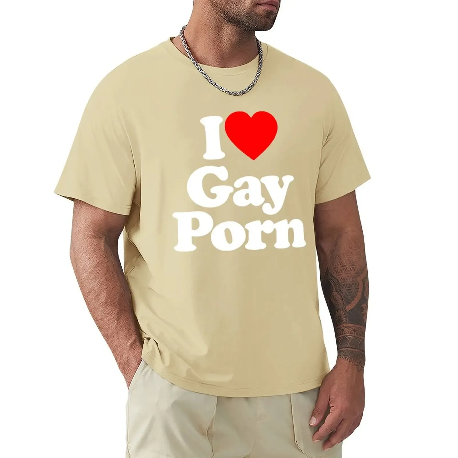 Männer T-Shirts Lustig Ich liebe Gay Porn Herren Casual Sommer LGBT Shirt Unisex Kurzarm Streetwear Rundhals T-Shirt_voghion.com