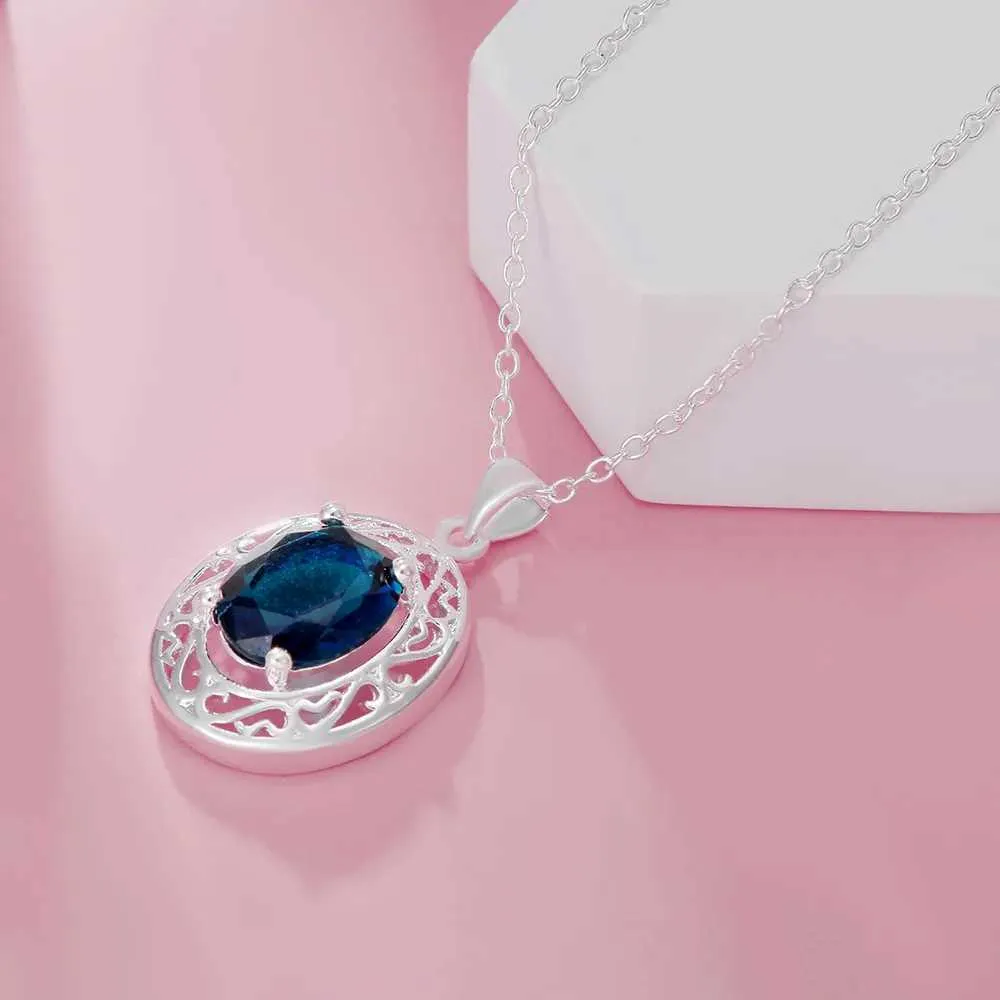 Hääkorusetit JewelryTop Sterling Sier Elegant Blue Crystal Kaulakorut Sormukset Naisille Muoti Juhlalahja H240504_voghion.com