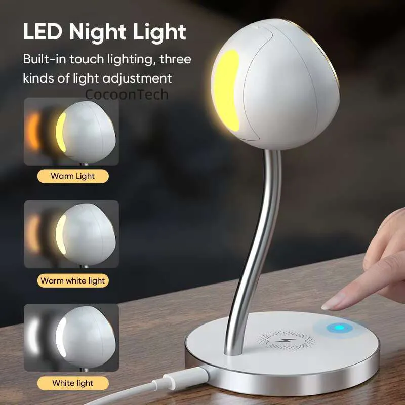 Bedhead Desktop Touch LED Light Mobile Phone Charging Stand 3-in-1 Wireless Charger_voghion.com