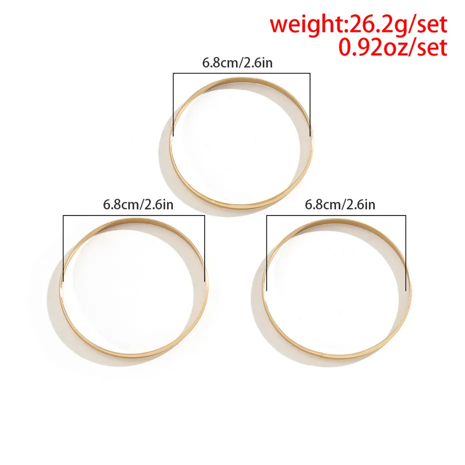 Gold Bangle Set 3 Pcs Punk Round Glossy Bracelets For Women_voghion.com