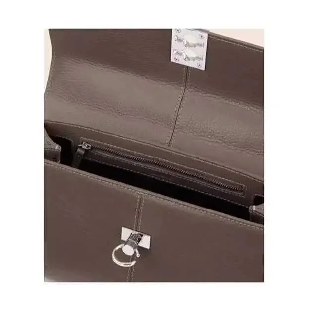 Stilvolle Umhängetasche für Damen, Designer-Umhängetasche mit Clamshell-Griff oben, Vollleder, mit Riegel, Umhängetasche, Ba241216_voghion.com