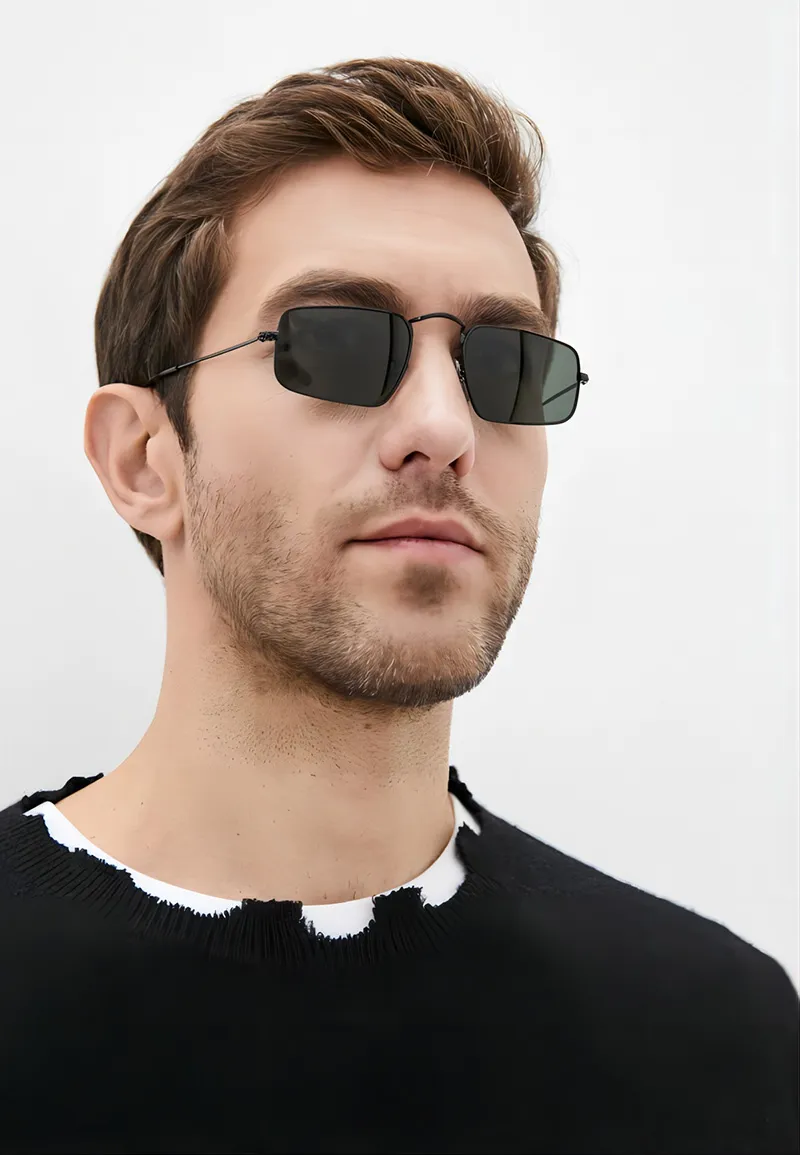 Occhiali da sole alla moda rettangolari unisex da donna e uomo, con scatola._voghion.com