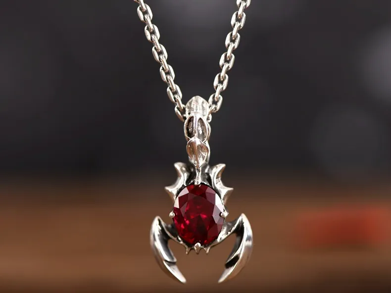 Catene Nero Argento Gioielli All'ingrosso Sterling Retro Scorpione Scorpione Strass Ciondolo Regali_voghion.com