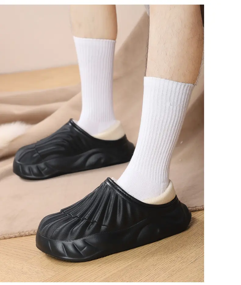 Couple Solid Color Waterproof Cotton Slippers Warm Fashion Casual Can Be Worn Outside Men And Women_voghion.com