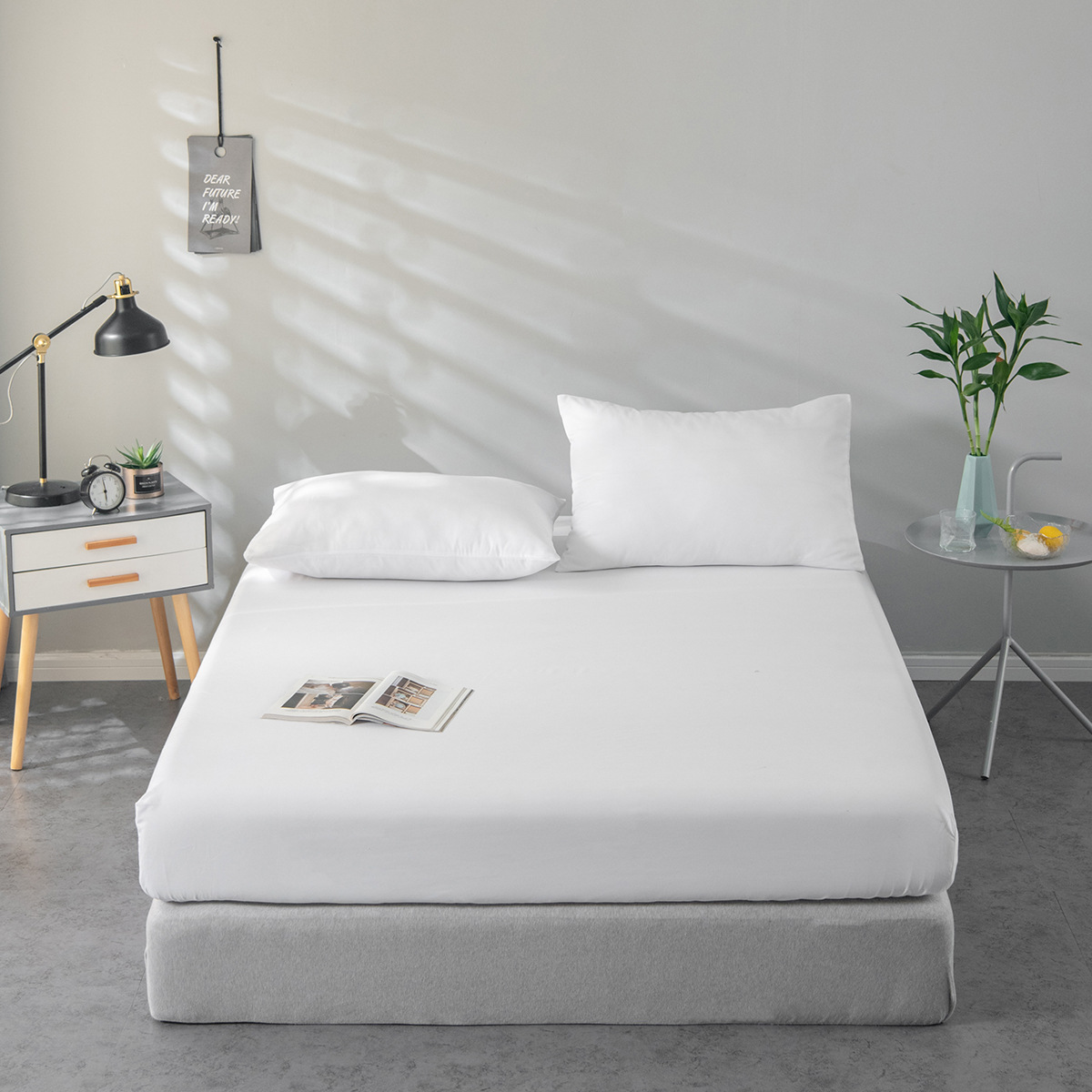 Housse de matelas de protection pour textile de maison, couleur unie, mate, drap de lit simple_voghion.com