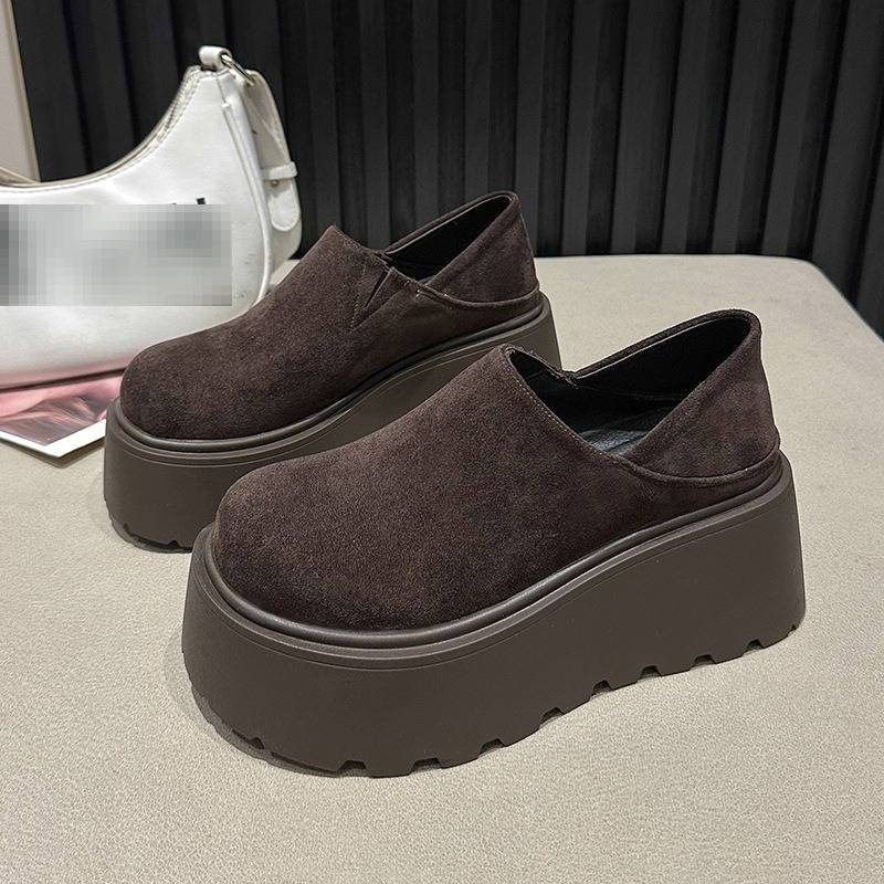 Women's Comfortable Slip-On Style Shoes With Thick Platform Sole, Anti-Slip & Two-Way Wear, Round Toe Loafers For Spring/Autumn/Winter_voghion.com